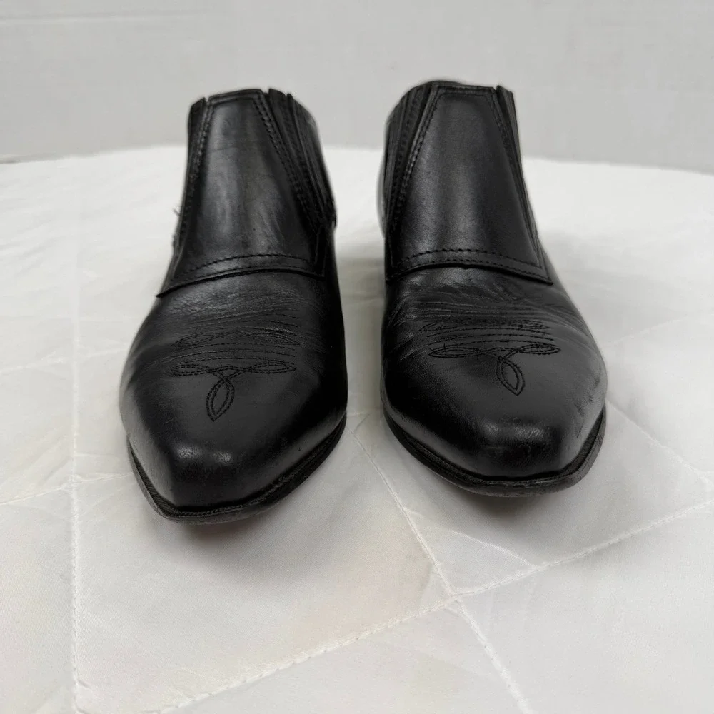 Durango Western Leather Ankle Booties 9 Black Pointed Toe Embroidered